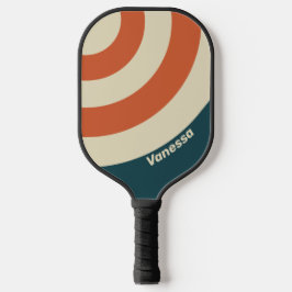 Palas De Pickleball Círculo de Onda Retro con Franja y Nombre