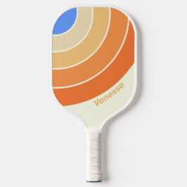 Palas De Pickleball Círculo de sol oceánico vintage con franja y nombr