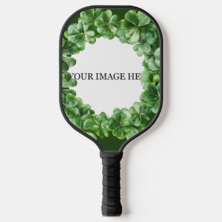 Palas De Pickleball Círculo de trébol de cuatro hojas con imagen perso