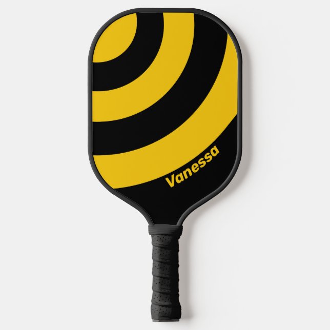 Palas De Pickleball Círculo Rayado Nostálgico de Seguridad Abeja con N (Anverso)
