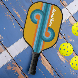 Palas De Pickleball Círculo Retro a Rayas con Nombre