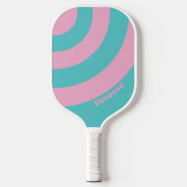 Palas De Pickleball Círculo Retro de South Beach con franja y nombre