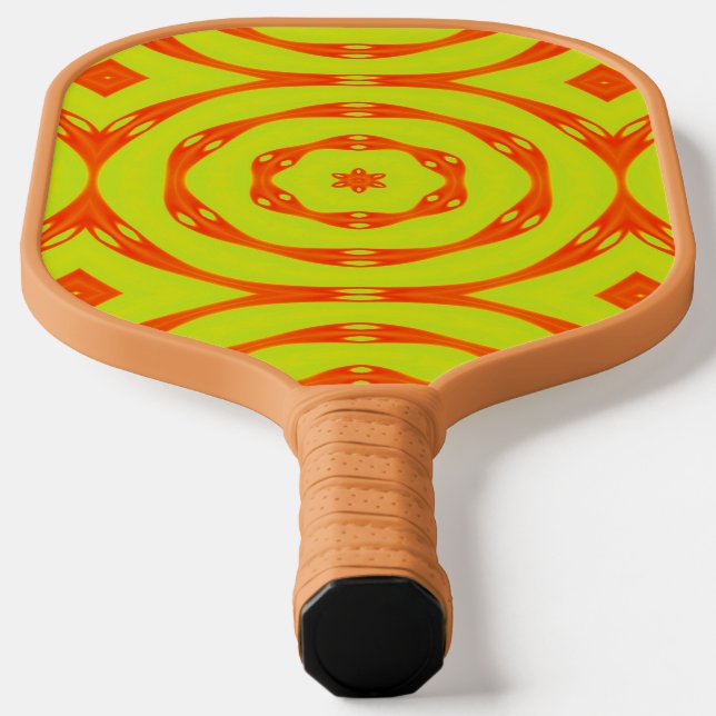 Palas De Pickleball Círculo retro naranja sobre amarillo (Distribución)