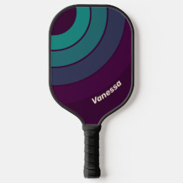 Palas De Pickleball Círculo Retro Púrpura Arcoíris con Nombre