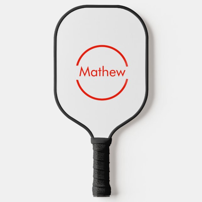 Palas De Pickleball círculo rojo simple añadir el texto de la letra de (Anverso)