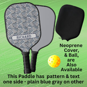 Palas De Pickleball Círculos 3D Gris azul geométrico, añadir nombre mo