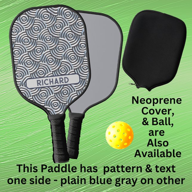 Palas De Pickleball Círculos 3D Gris azul geométrico, añadir nombre mo (Subido por el creador)