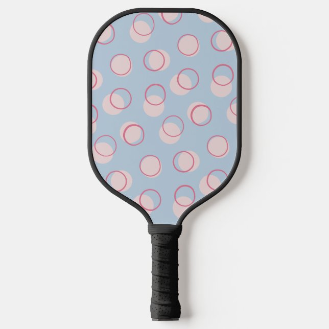 Palas De Pickleball Círculos Geométricos simples básicos azules y rosa (Anverso)