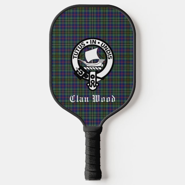 Palas De Pickleball Clan Wood Escudo y Tartán Personalizado (Anverso)