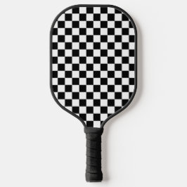 Palas De Pickleball Clásico negro con patrón de cuadrado blanco