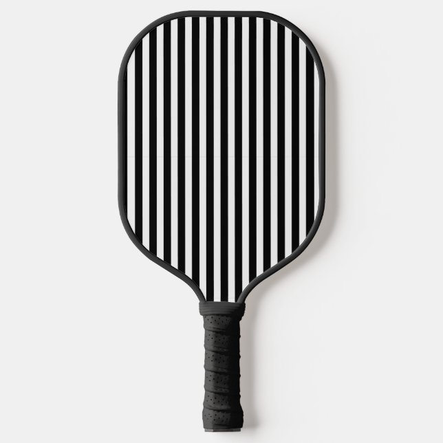Palas De Pickleball Clásico negro y blanco rayado vertical (Anverso)