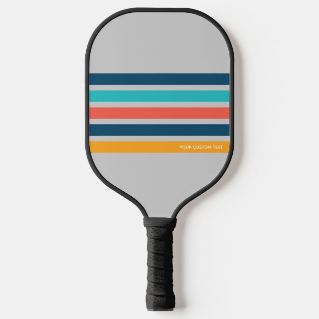 Palas De Pickleball Clásico Retro Stripes Personalizado Texto Pickleba (Anverso)