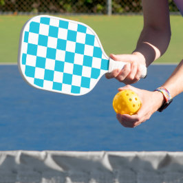 Palas De Pickleball Classic aqua blue checkerboard