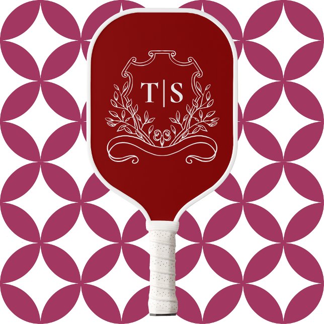 Palas De Pickleball Classic Crimson Red Monogram Initial (Classic Crimson Red Monogram Initial Pickleball Paddle)