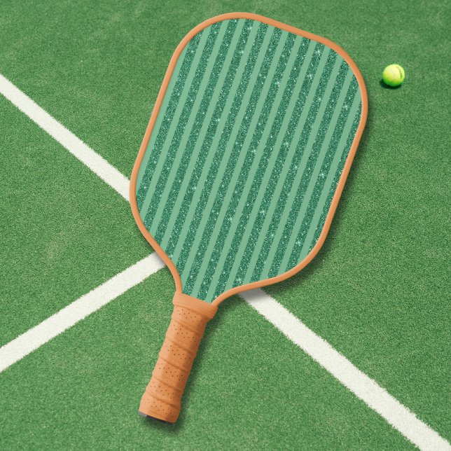 Palas De Pickleball Classic Jade Green Glitter Style Vertical Stripes (Subido por el creador)