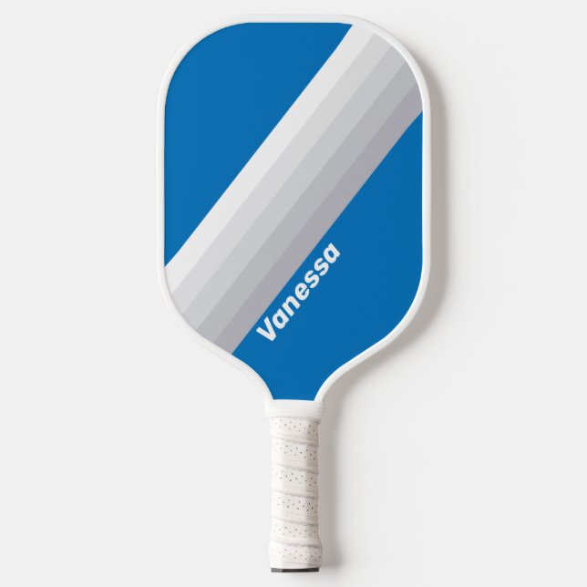 Palas De Pickleball Cloudy Blue Sky Stripes with Name (Anverso)