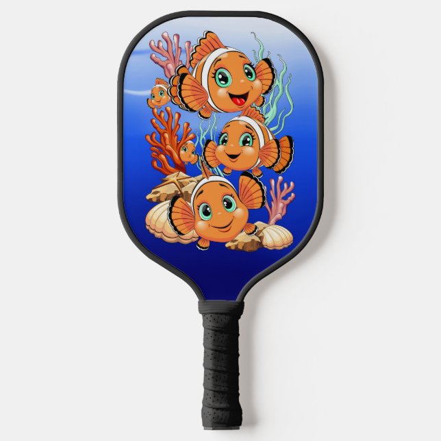 Palas De Pickleball Clown fish Cartoon cute Family Underwater (Anverso)