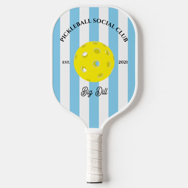 Palas De Pickleball Club social de balonmano a rayas azul personalizad (Anverso)