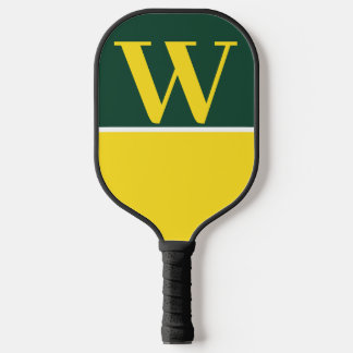 Palas De Pickleball Colegio Verde y Amarillo Monograma Paddle de pelot