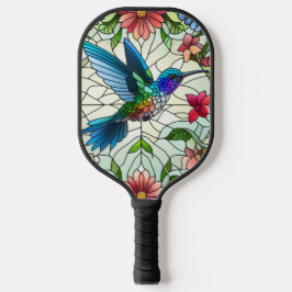 Palas De Pickleball Colibrí elegante con efecto de vidrio manchado