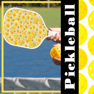Palas De Pickleball Collage de flor amarilla y blanca