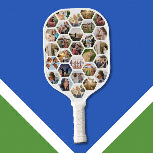 Palas De Pickleball Collage de fotos de patrón de hexágono geométrico