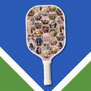Palas De Pickleball Collage de fotos de patrón de hexágono geométrico