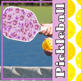 Palas De Pickleball Collage Floral Flor de Lavanda Púrpura