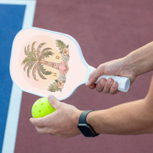 Palas De Pickleball Color de agua del árbol de la palma del atardecer 