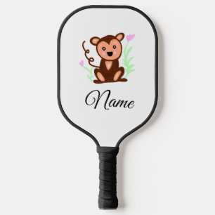 Palas De Pickleball color de agua marrón mono animal añadir nombre de