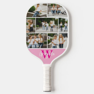 Palas De Pickleball Color del Personalizado del Collage de fotos monog