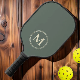 Palas De Pickleball Color gris cálido y sólido monograma a mediados de