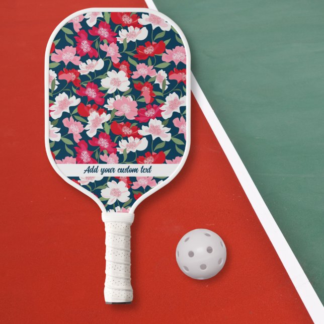 Palas De Pickleball Color Rojo Color Rojo Patrón Floral Cualquier Text (Subido por el creador)