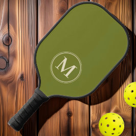 Palas De Pickleball Color verde salvaje sólido monograma a mediados de