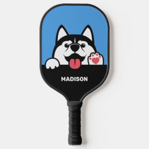 Palas De Pickleball Color y nombre personalizados de Cute Siberian Hus