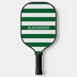 Palas De Pickleball Colores DIY Bosque Gr Blanco Rayas Nombre Monogram