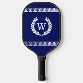 Palas De Pickleball Colores DIY Llave griega S Laurel Monogm Azul blan