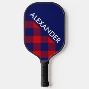Palas De Pickleball Colores DYI, Azul Cuadros Escoceses Buffalo Rojo B