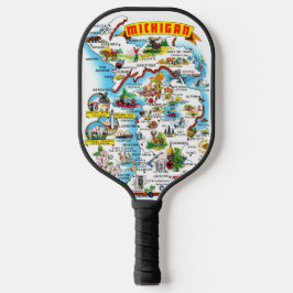 Palas De Pickleball Colorful Vintage Michigan Map