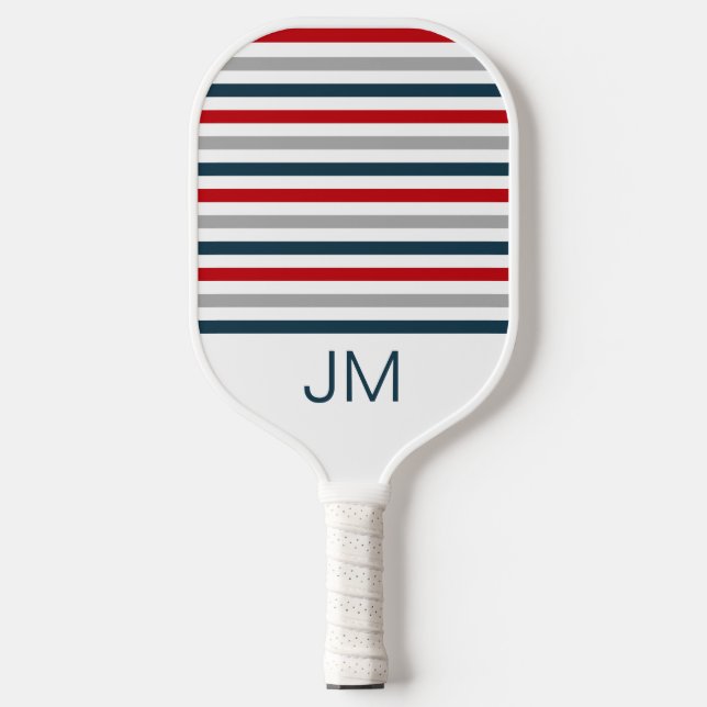 Palas De Pickleball Coloridas franjas navales horizontales (Anverso)