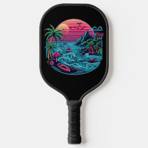 Palas De Pickleball Colorido. Neón tropical/hawaiano