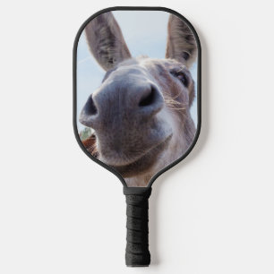 Palas De Pickleball Cómico burro sonriente gris
