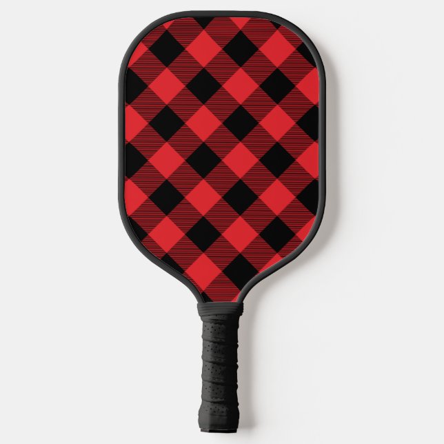Palas De Pickleball Comprobación de negro rojo con relleno de búfalo (Reverso )