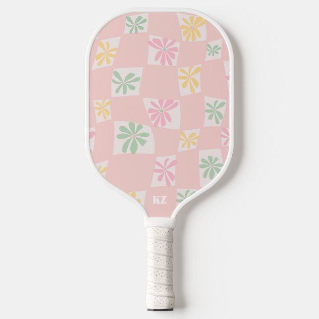 Palas De Pickleball Comprobación ondulada con flores (Anverso)