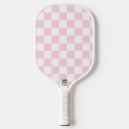 Palas De Pickleball Comprobación rosa y blanco