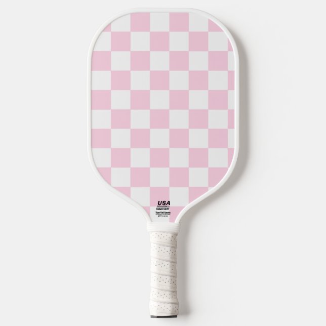 Palas De Pickleball Comprobación rosa y blanco (Anverso)