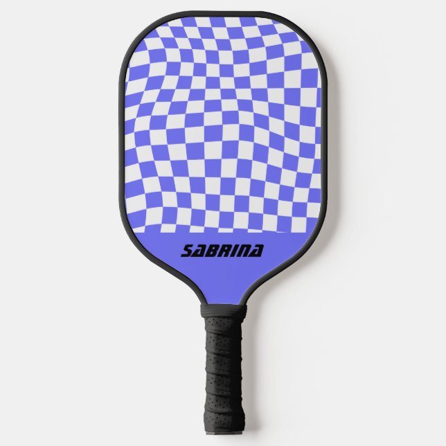 Palas De Pickleball Comprobador de ondas personalizadas| Púrpura y bla (Anverso)
