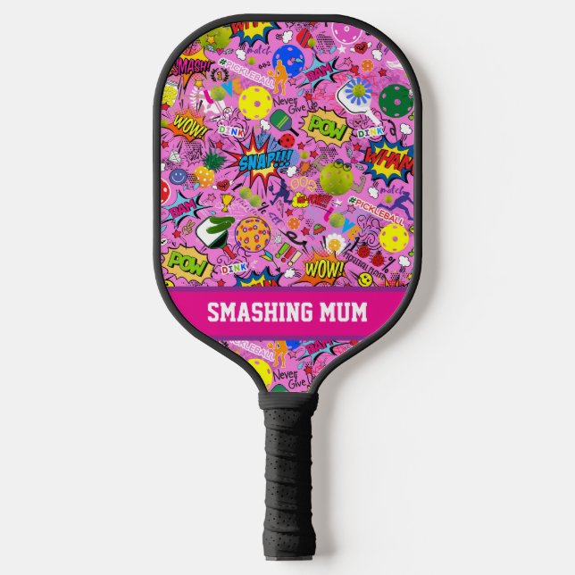 Palas De Pickleball 😍 Con texto mixto picleball rosa (Anverso)