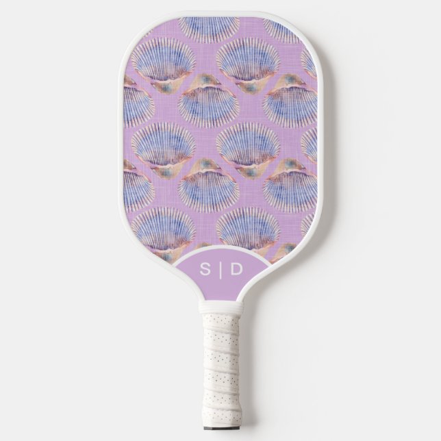 Palas De Pickleball Conchas marinas personalizadas moradas (Anverso)