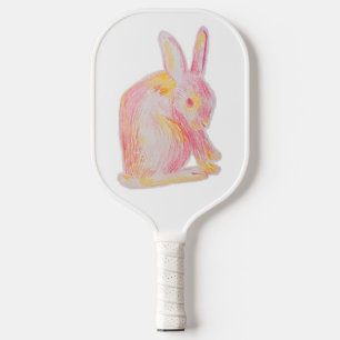 Palas De Pickleball Conejito blanco dibujado a mano rosada
